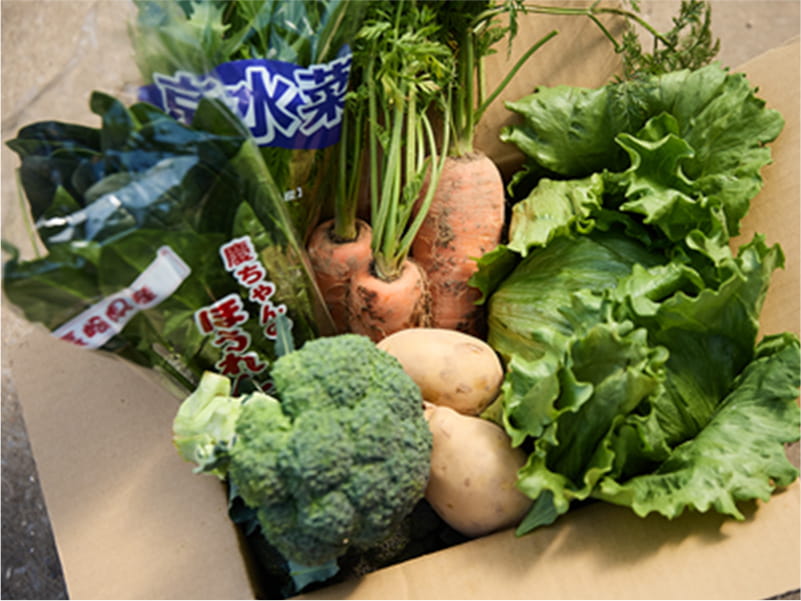 写真:箱に詰められた野菜